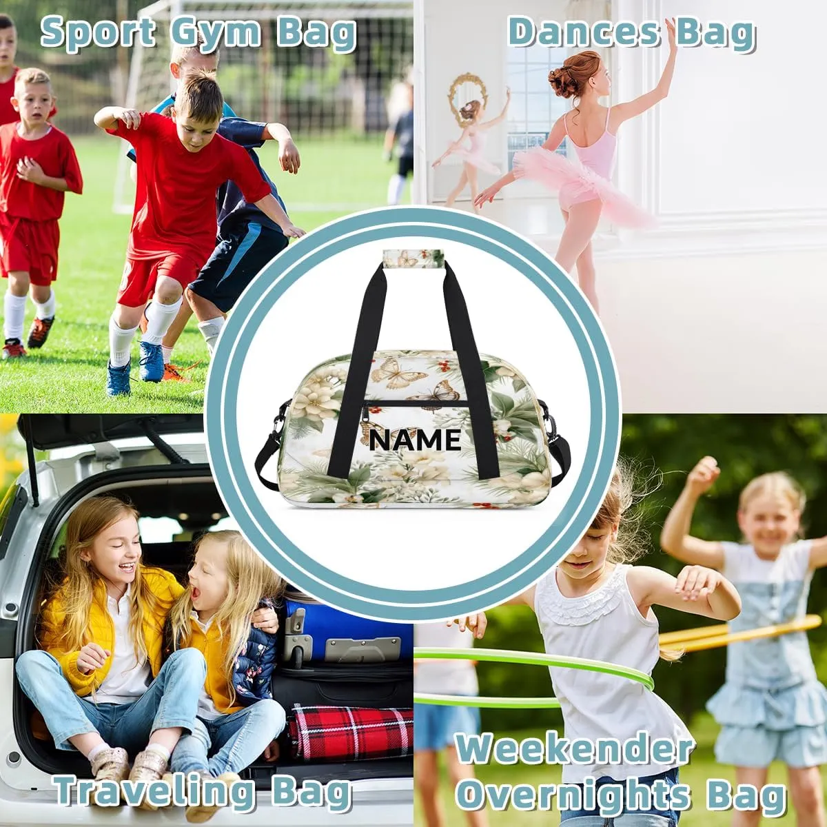 Custom Spring Small Gym Bag 18 inch for Women Men Personalized Flower Carry On Overnight Weekender Bag for Travel Work Dance Sport