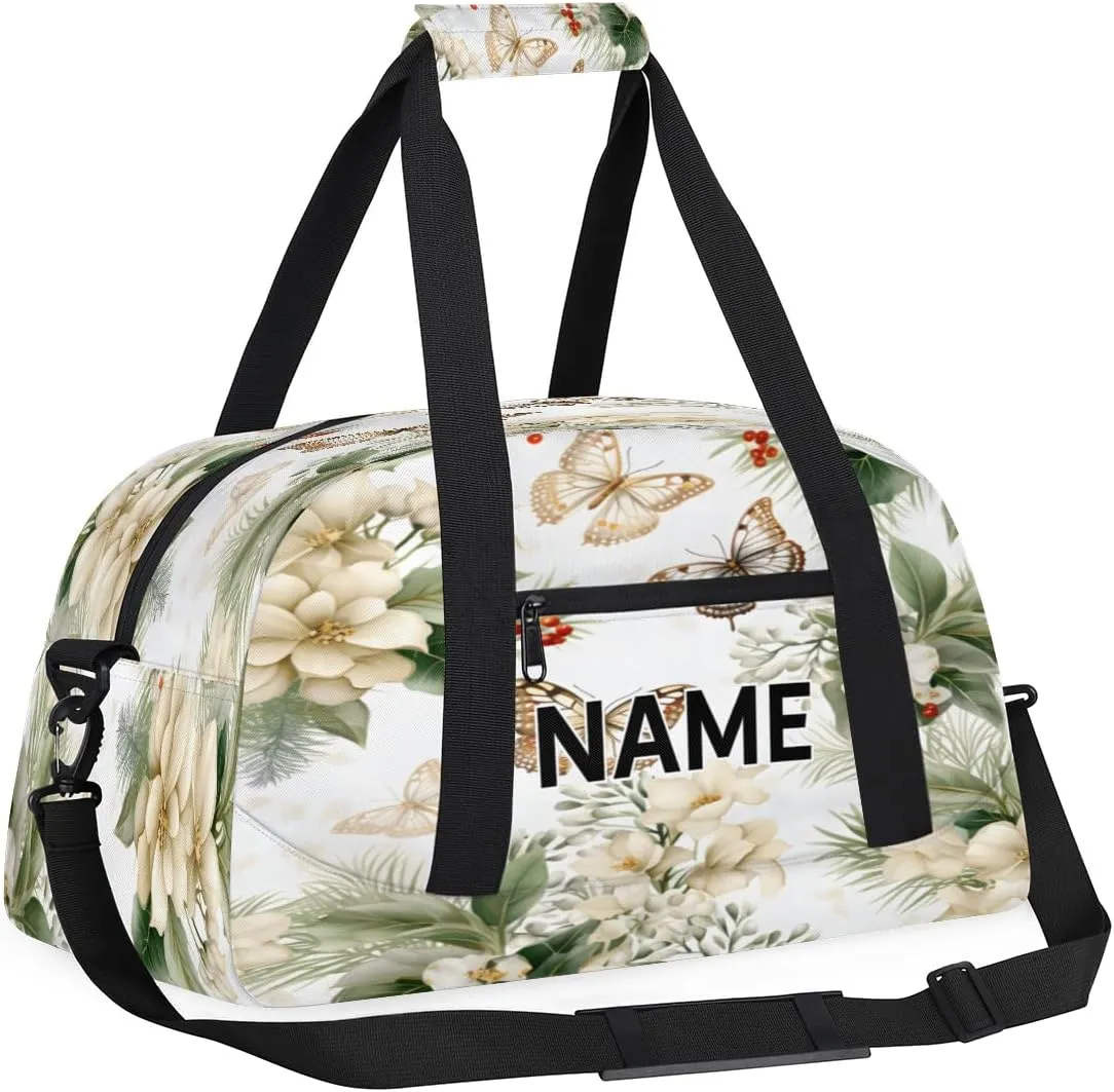 Custom Spring Small Gym Bag 18 inch for Women Men Personalized Flower Carry On Overnight Weekender Bag for Travel Work Dance Sport