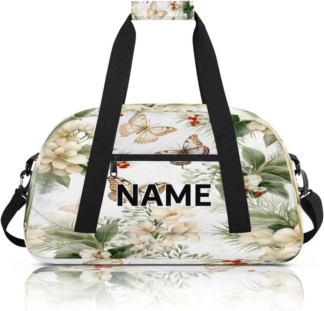 Custom Spring Small Gym Bag 18 inch for Women Men Personalized Flower Carry On Overnight Weekender Bag for Travel Work Dance Sport