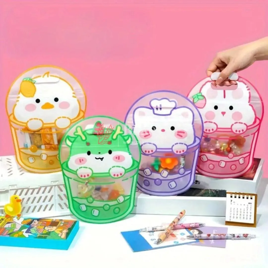 Cute Animal Design Zip Lock Bags| 4 in 1 Design |Stain-Resistant, Water-Resistant | Pack of 50