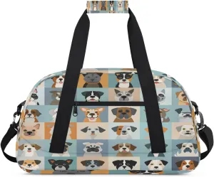 Cute Animal Dogs Puppy Gym Bag for Women Men, Sports Travel Duffel Bag Lightweight Workout Bag Carry On Overnight Weekender Bag