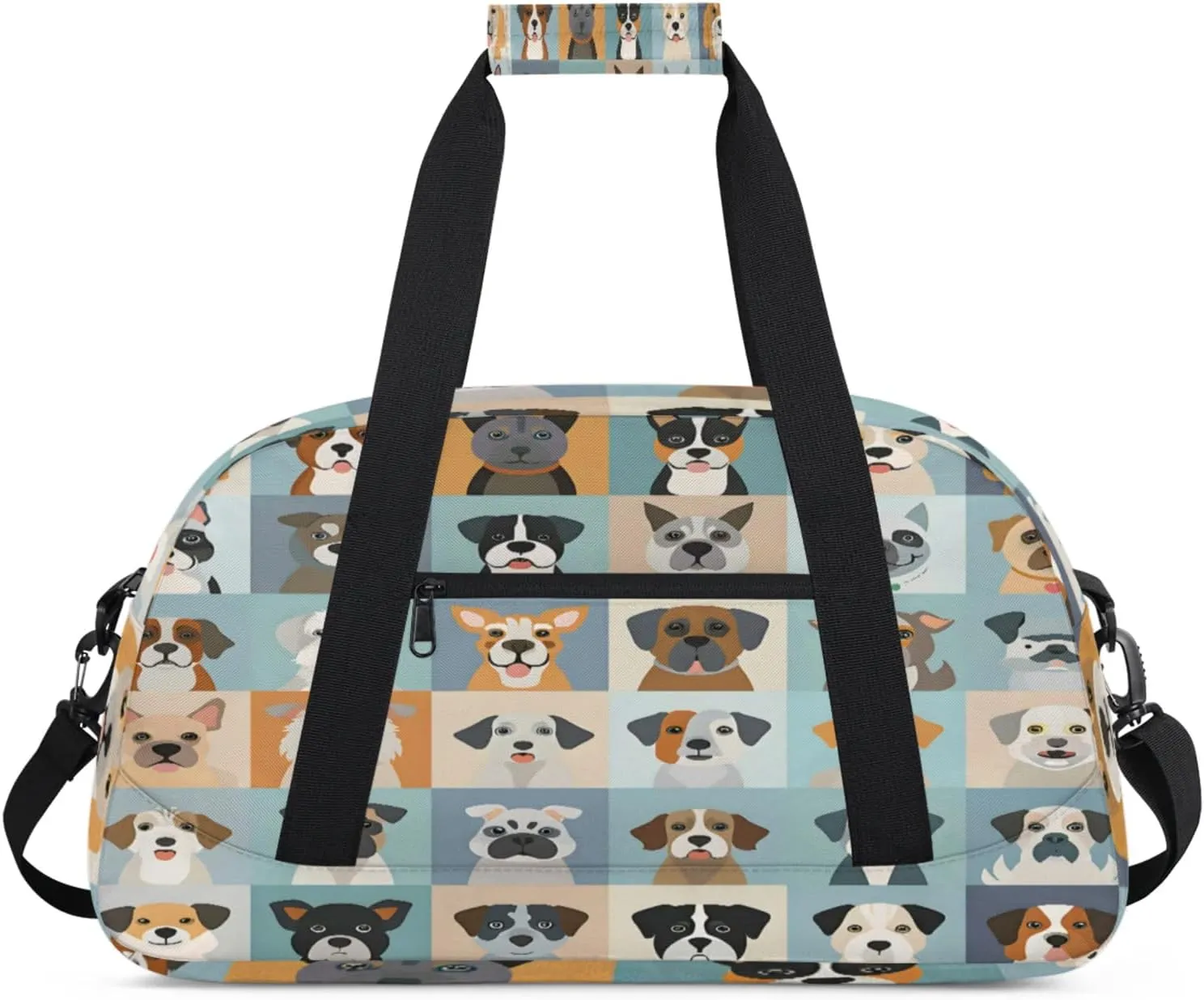 Cute Animal Dogs Puppy Gym Bag for Women Men, Sports Travel Duffel Bag Lightweight Workout Bag Carry On Overnight Weekender Bag