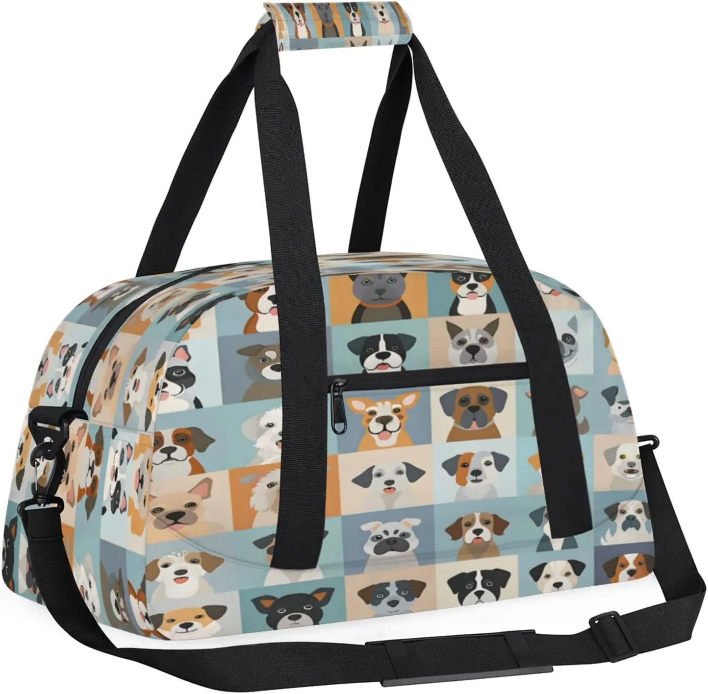 Cute Animal Dogs Puppy Gym Bag for Women Men, Sports Travel Duffel Bag Lightweight Workout Bag Carry On Overnight Weekender Bag