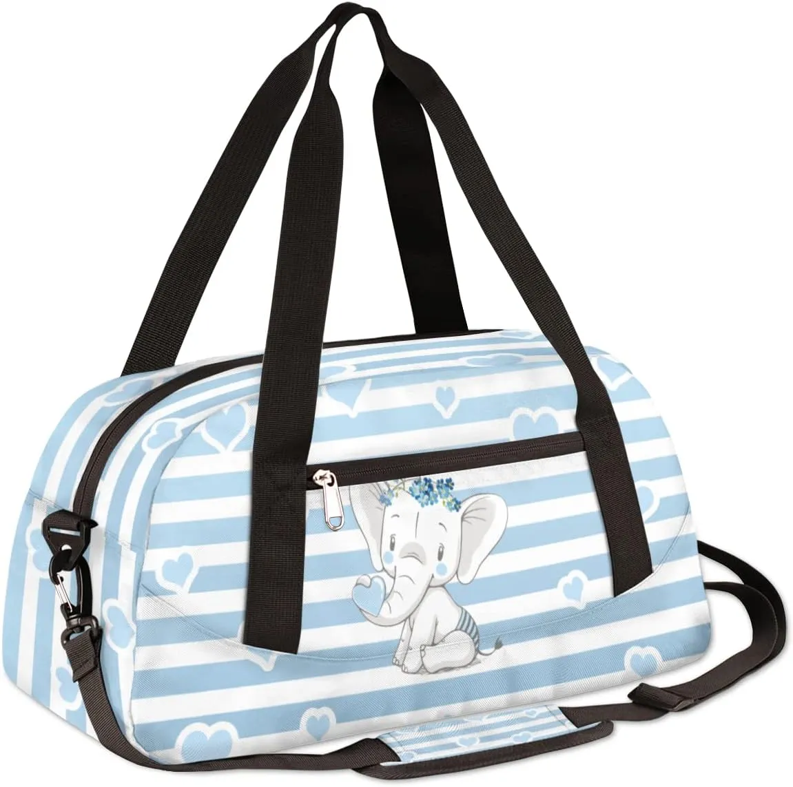Cute Baby Elephant Kids Duffel Bag for Girls Boys Teens, Love Streaks Dance Bag Overnight Small Duffel Bag Carry On Weekend Sports Gym Travel Bag for School Practice Gymnastics Ballet