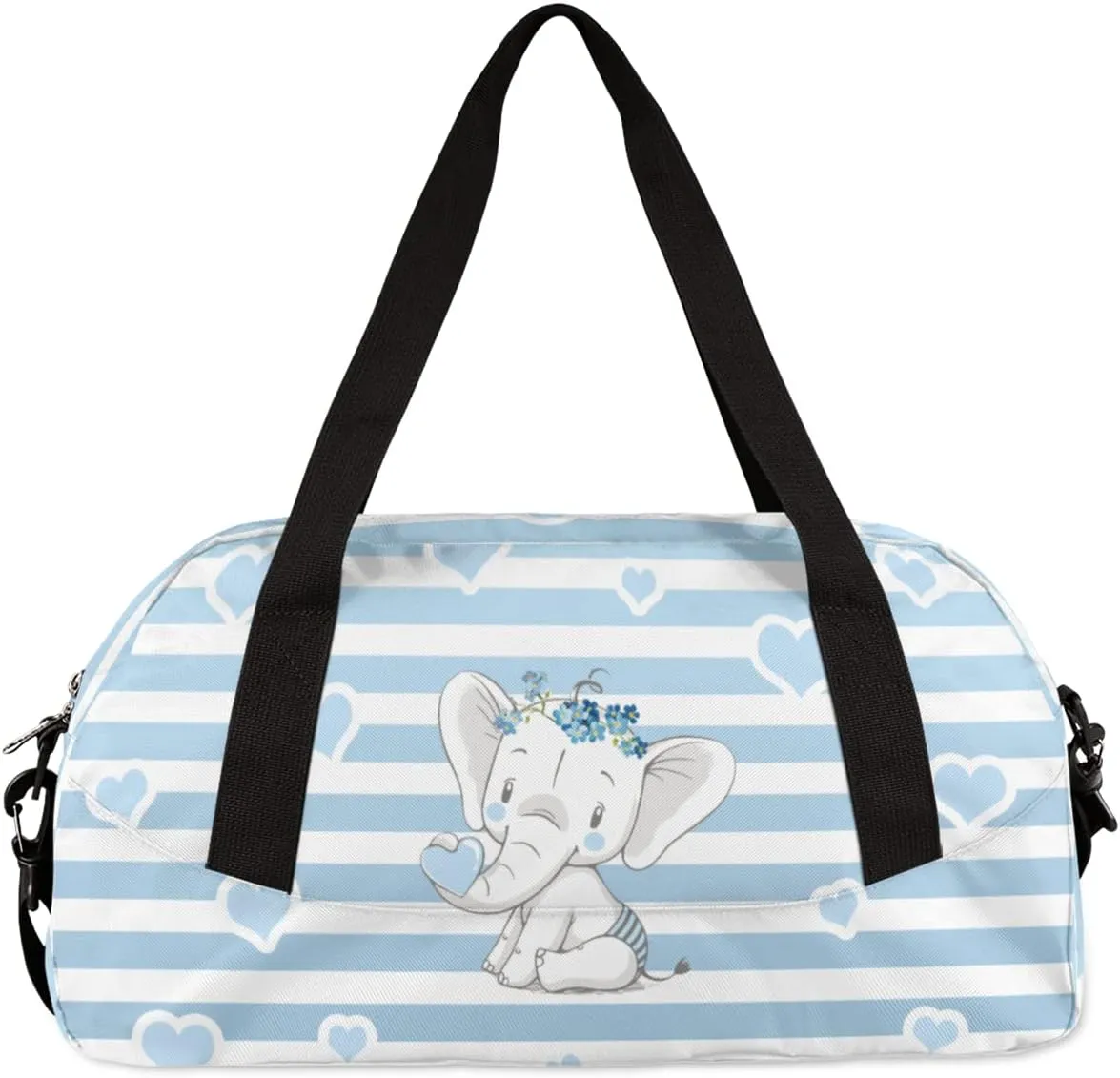 Cute Baby Elephant Kids Duffel Bag for Girls Boys Teens, Love Streaks Dance Bag Overnight Small Duffel Bag Carry On Weekend Sports Gym Travel Bag for School Practice Gymnastics Ballet