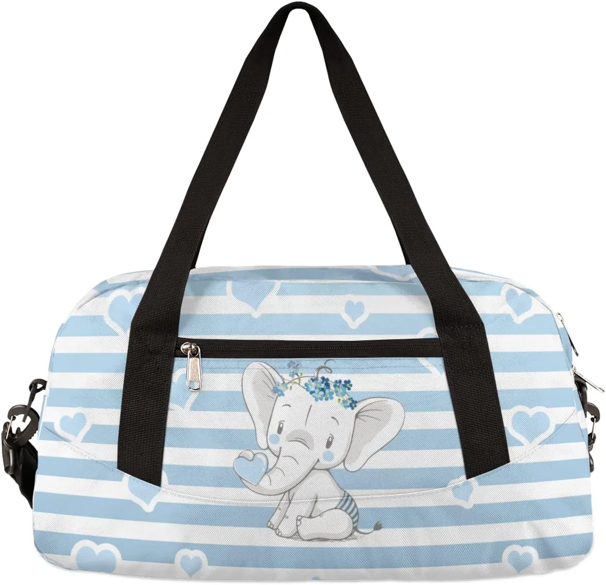 Cute Baby Elephant Kids Duffel Bag for Girls Boys Teens, Love Streaks Dance Bag Overnight Small Duffel Bag Carry On Weekend Sports Gym Travel Bag for School Practice Gymnastics Ballet