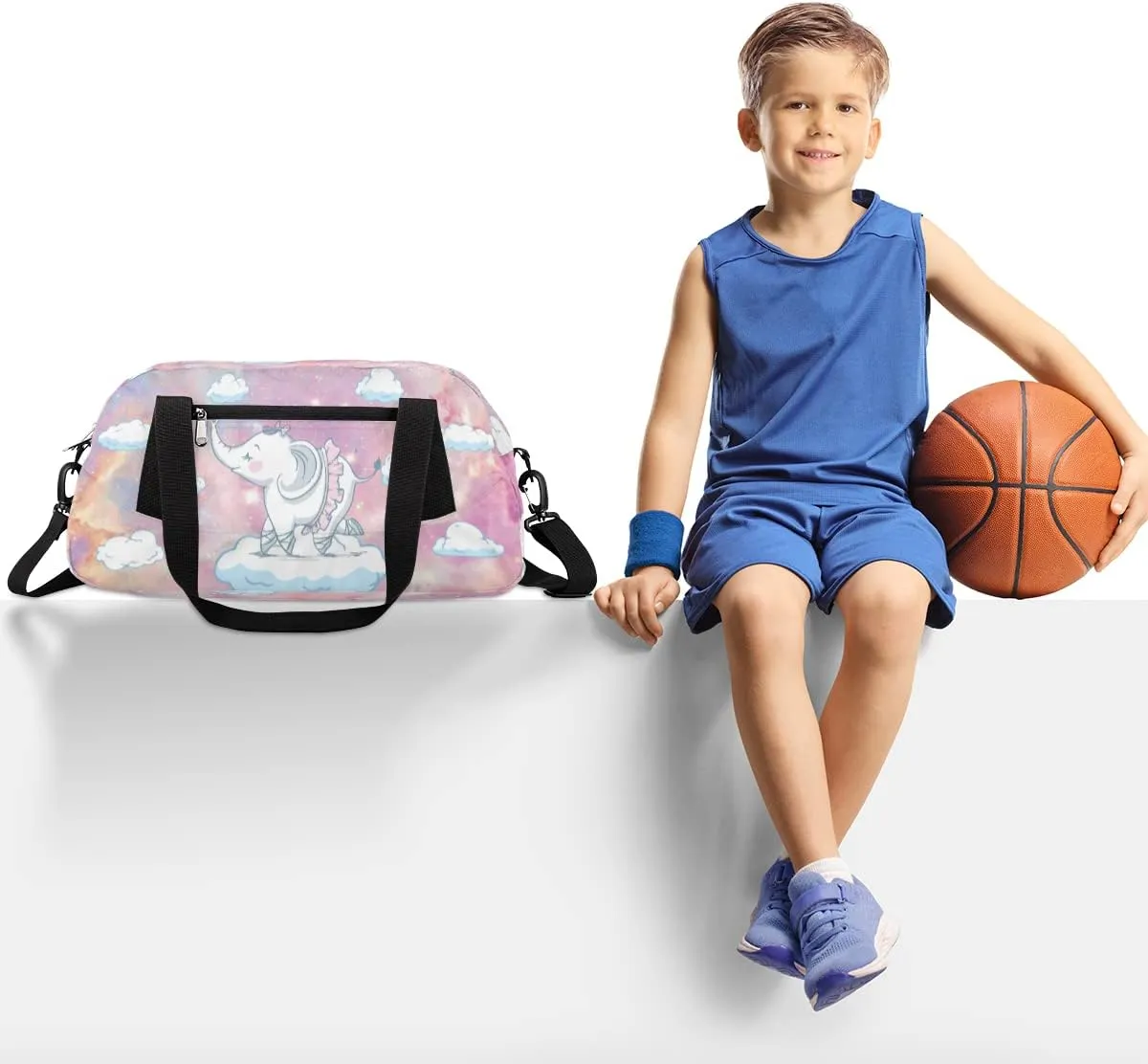 Cute Baby Elephant Kids Duffel Bag for Girls Boys Teens, Starry Sky Dance Bag Overnight Small Duffel Bag Carry On Weekend Sports Gym Travel Bag for School Practice Gymnastics Ballet