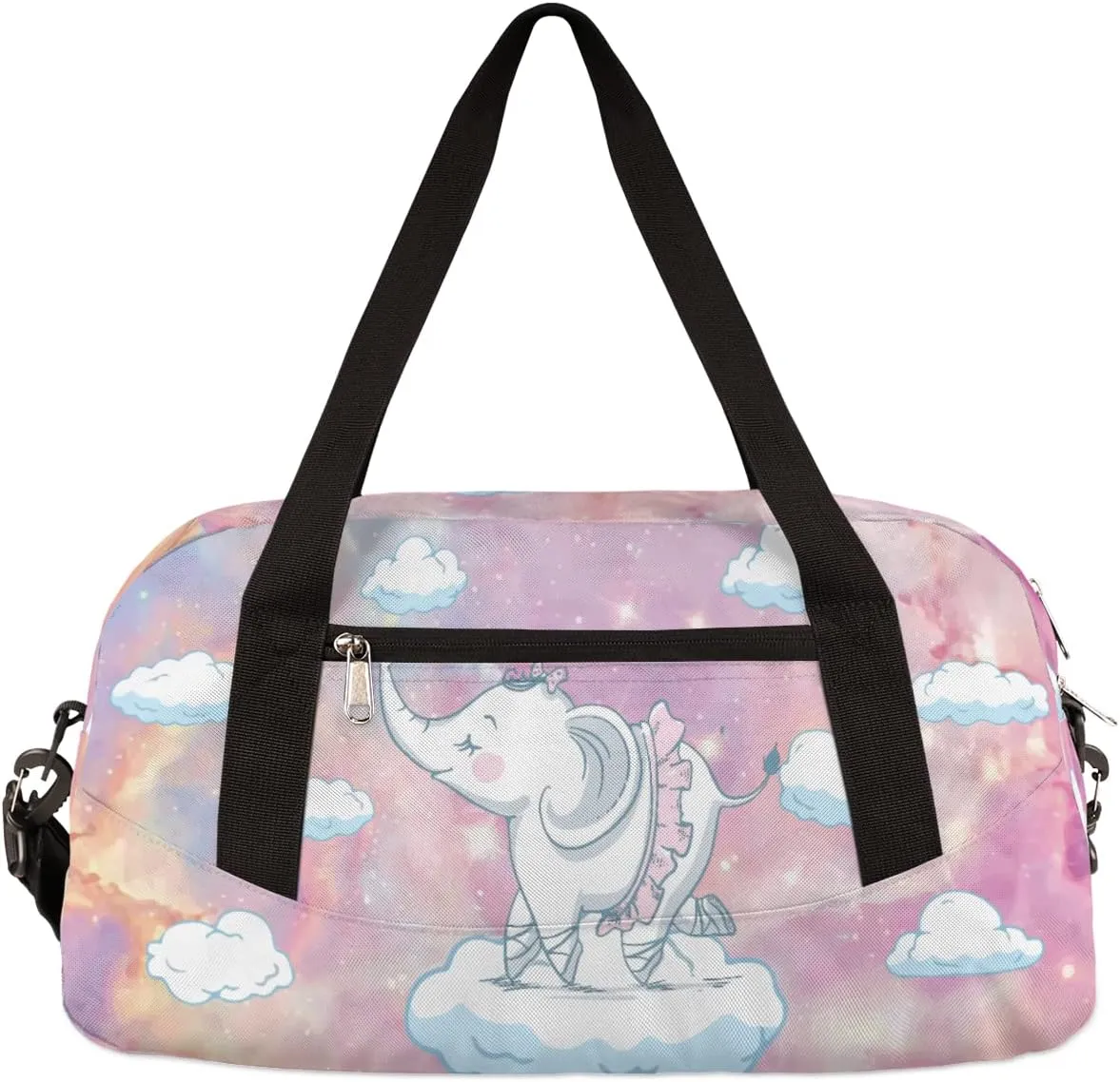 Cute Baby Elephant Kids Duffel Bag for Girls Boys Teens, Starry Sky Dance Bag Overnight Small Duffel Bag Carry On Weekend Sports Gym Travel Bag for School Practice Gymnastics Ballet