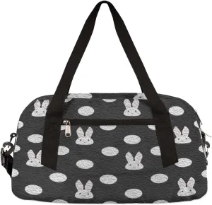 Cute Bunny Polka Dots Kids Duffel Bag for Girls Boys Teens, Oil Painting Dance Bag Overnight Small Duffel Bag Carry On Weekend Sports Gym Travel Bag for School Practice Gymnastics Ballet