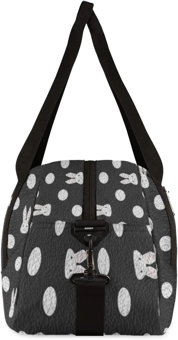 Cute Bunny Polka Dots Kids Duffel Bag for Girls Boys Teens, Oil Painting Dance Bag Overnight Small Duffel Bag Carry On Weekend Sports Gym Travel Bag for School Practice Gymnastics Ballet