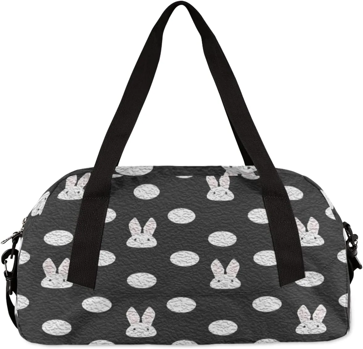 Cute Bunny Polka Dots Kids Duffel Bag for Girls Boys Teens, Oil Painting Dance Bag Overnight Small Duffel Bag Carry On Weekend Sports Gym Travel Bag for School Practice Gymnastics Ballet