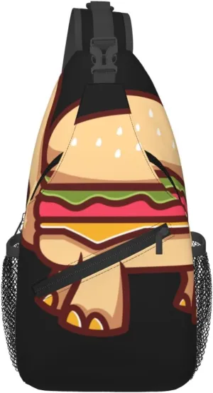 Cute Burger And Turtle Crossbody Bags For Women Men Chest Backpack Gym Shoulder Bag Travel Outdoor Sports Casual Crossbody Bags