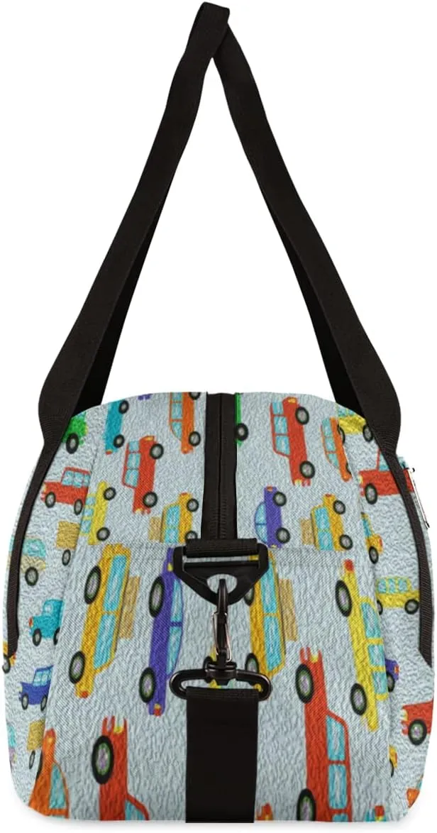 Cute Car Kids Duffel Bag for Girls Boys Teens, Car Oil Painting Dance Bag Overnight Small Duffel Bag Carry On Weekend Sports Gym Travel Bag for School Practice Gymnastics Ballet