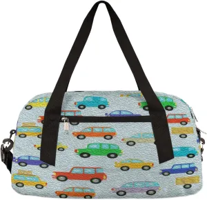 Cute Car Kids Duffel Bag for Girls Boys Teens, Car Oil Painting Dance Bag Overnight Small Duffel Bag Carry On Weekend Sports Gym Travel Bag for School Practice Gymnastics Ballet