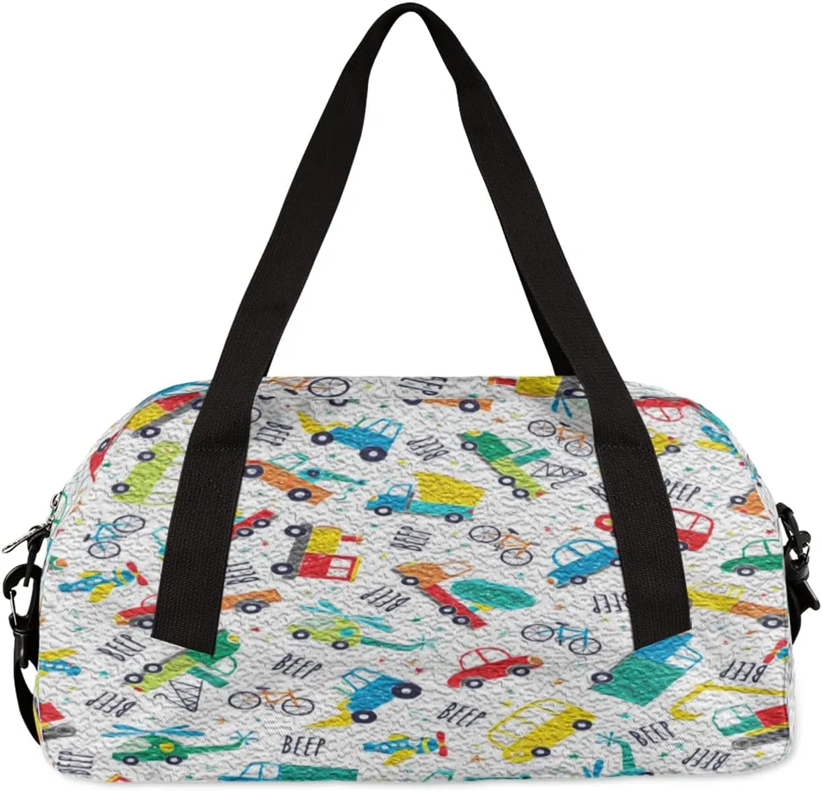 Cute Cartoon Car Kids Duffel Bag for Girls Boys Teens, Car Oil Painting Dance Bag Overnight Small Duffel Bag Carry On Weekend Sports Gym Travel Bag for School Practice Gymnastics Ballet