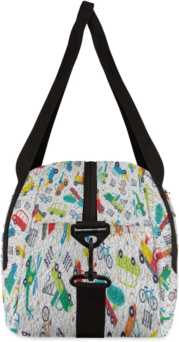 Cute Cartoon Car Kids Duffel Bag for Girls Boys Teens, Car Oil Painting Dance Bag Overnight Small Duffel Bag Carry On Weekend Sports Gym Travel Bag for School Practice Gymnastics Ballet