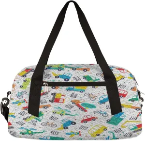 Cute Cartoon Car Kids Duffel Bag for Girls Boys Teens, Car Oil Painting Dance Bag Overnight Small Duffel Bag Carry On Weekend Sports Gym Travel Bag for School Practice Gymnastics Ballet