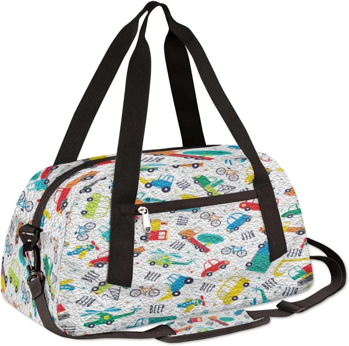 Cute Cartoon Car Kids Duffel Bag for Girls Boys Teens, Car Oil Painting Dance Bag Overnight Small Duffel Bag Carry On Weekend Sports Gym Travel Bag for School Practice Gymnastics Ballet