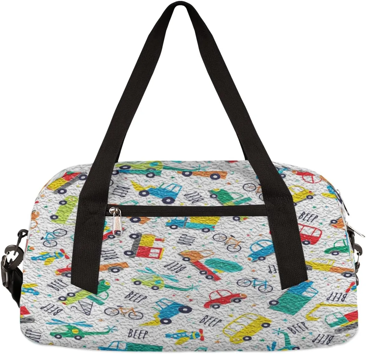 Cute Cartoon Car Kids Duffel Bag for Girls Boys Teens, Car Oil Painting Dance Bag Overnight Small Duffel Bag Carry On Weekend Sports Gym Travel Bag for School Practice Gymnastics Ballet