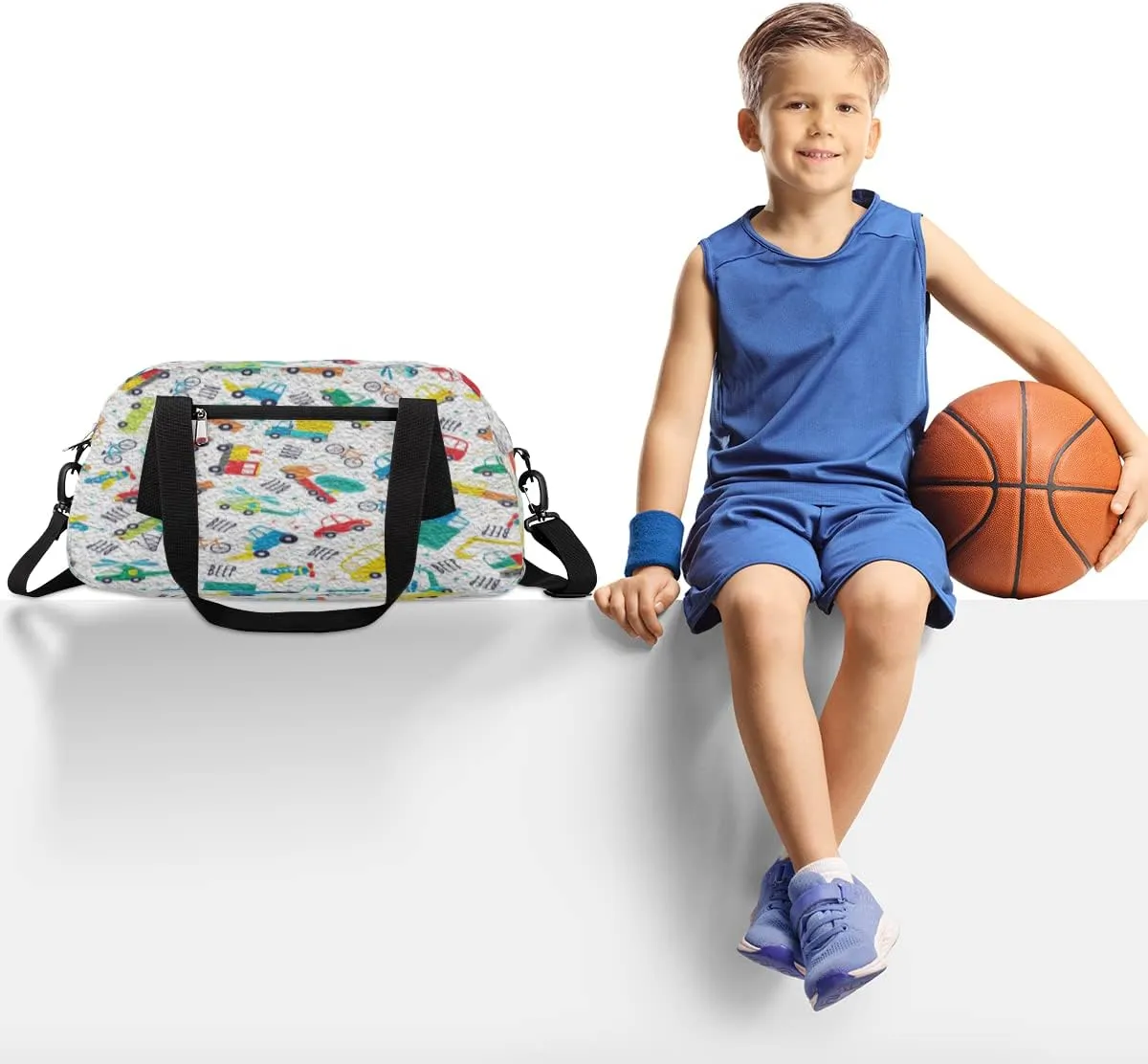 Cute Cartoon Car Kids Duffel Bag for Girls Boys Teens, Car Oil Painting Dance Bag Overnight Small Duffel Bag Carry On Weekend Sports Gym Travel Bag for School Practice Gymnastics Ballet