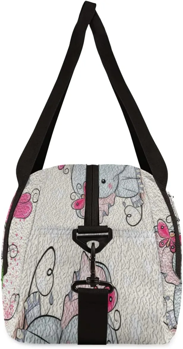 Cute Elephant Flower Kids Duffel Bag for Girls Boys Teens, Elephant Oil Painting Dance Bag Overnight Small Duffel Bag Carry On Weekend Sports Gym Travel Bag for School Practice Gymnastics Ballet