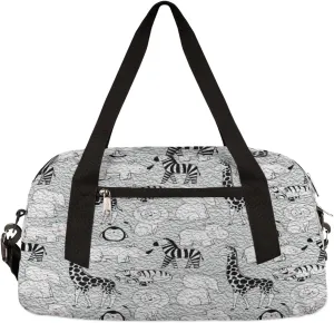 Cute Elephant Zebra Penguin Kids Duffel Bag for Girls Boys, Animals Oil Painting Dance Bag Overnight Small Duffel Bag Carry On Weekend Sports Gym Travel Bag for School Practice Gymnastics Ballet