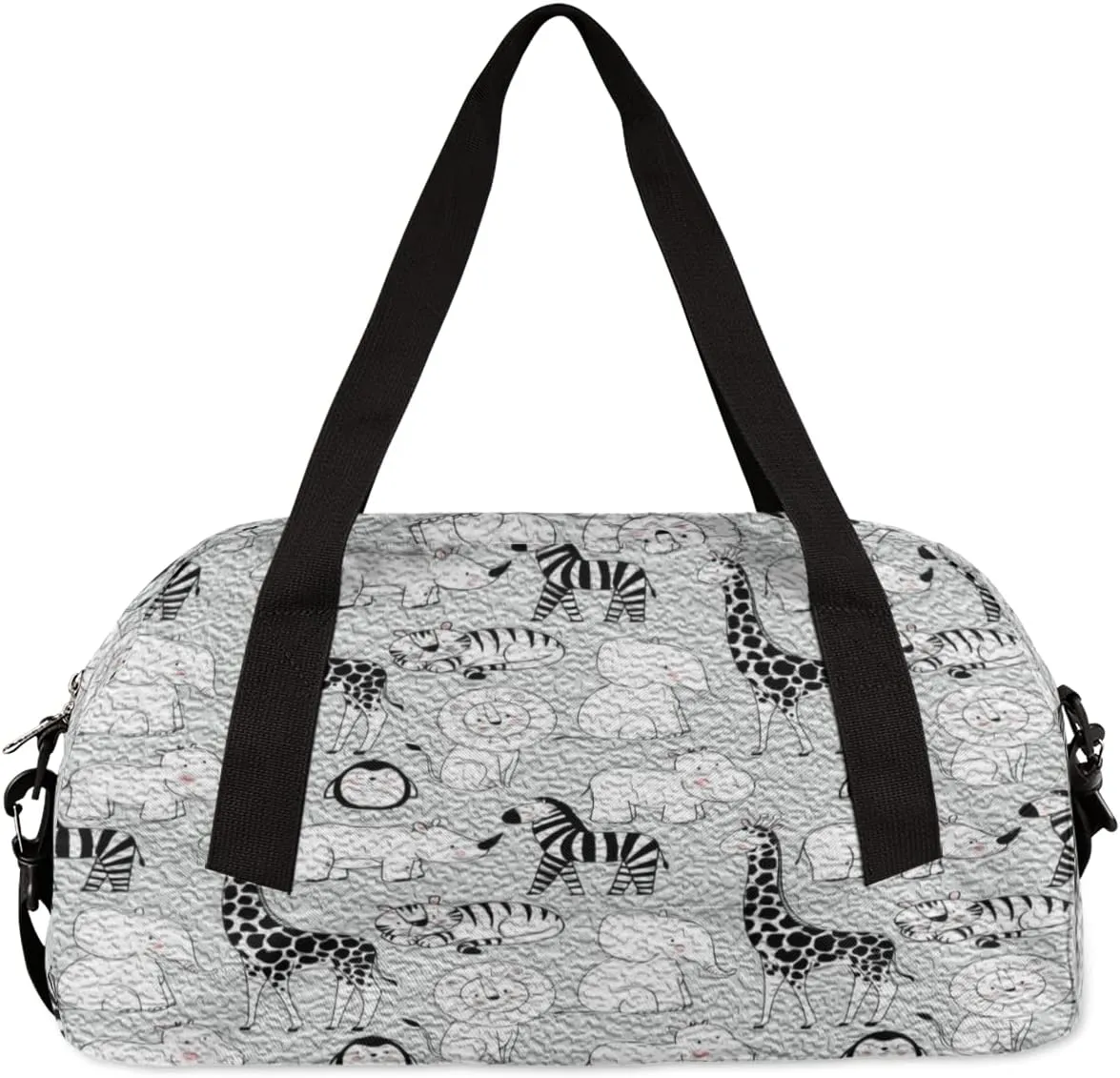 Cute Elephant Zebra Penguin Kids Duffel Bag for Girls Boys, Animals Oil Painting Dance Bag Overnight Small Duffel Bag Carry On Weekend Sports Gym Travel Bag for School Practice Gymnastics Ballet