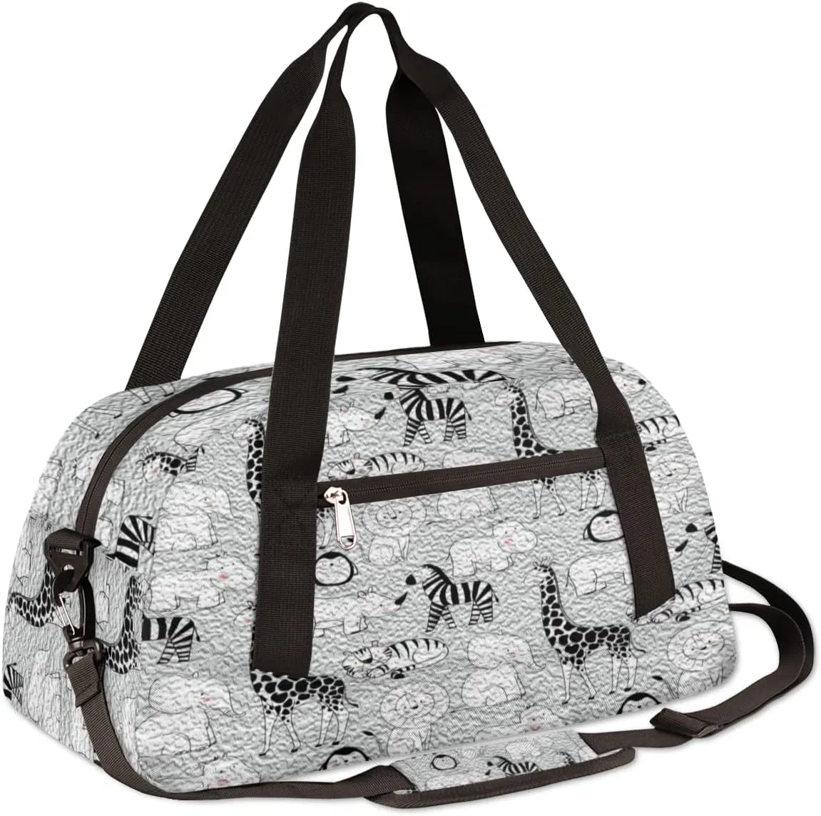 Cute Elephant Zebra Penguin Kids Duffel Bag for Girls Boys, Animals Oil Painting Dance Bag Overnight Small Duffel Bag Carry On Weekend Sports Gym Travel Bag for School Practice Gymnastics Ballet
