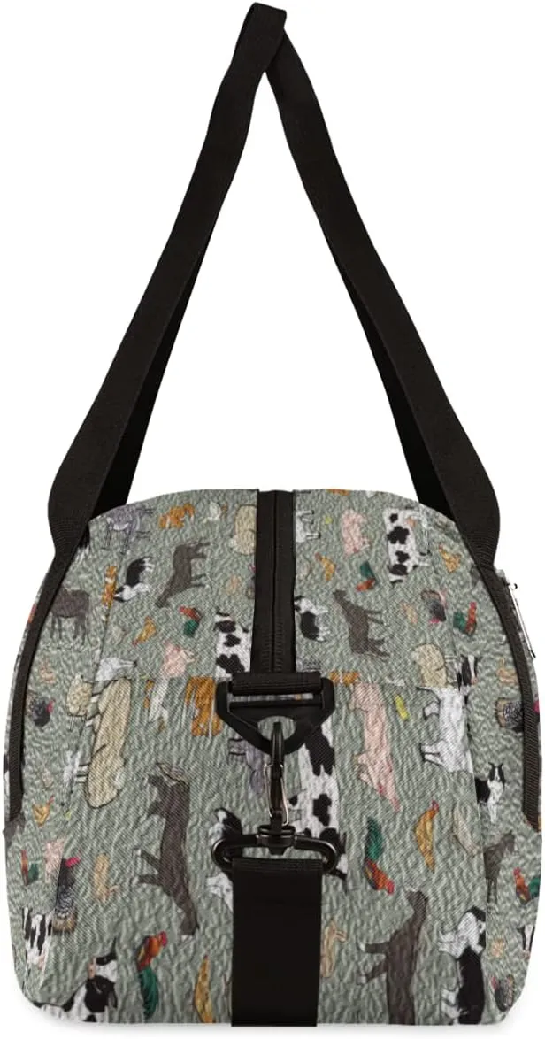 Cute Farm Animals Rooster Cow Kids Duffel Bag for Girls Boys, Animals Oil Painting Dance Bag Overnight Small Duffel Bag Carry On Weekend Sports Gym Travel Bag for School Practice Gymnastics Ballet