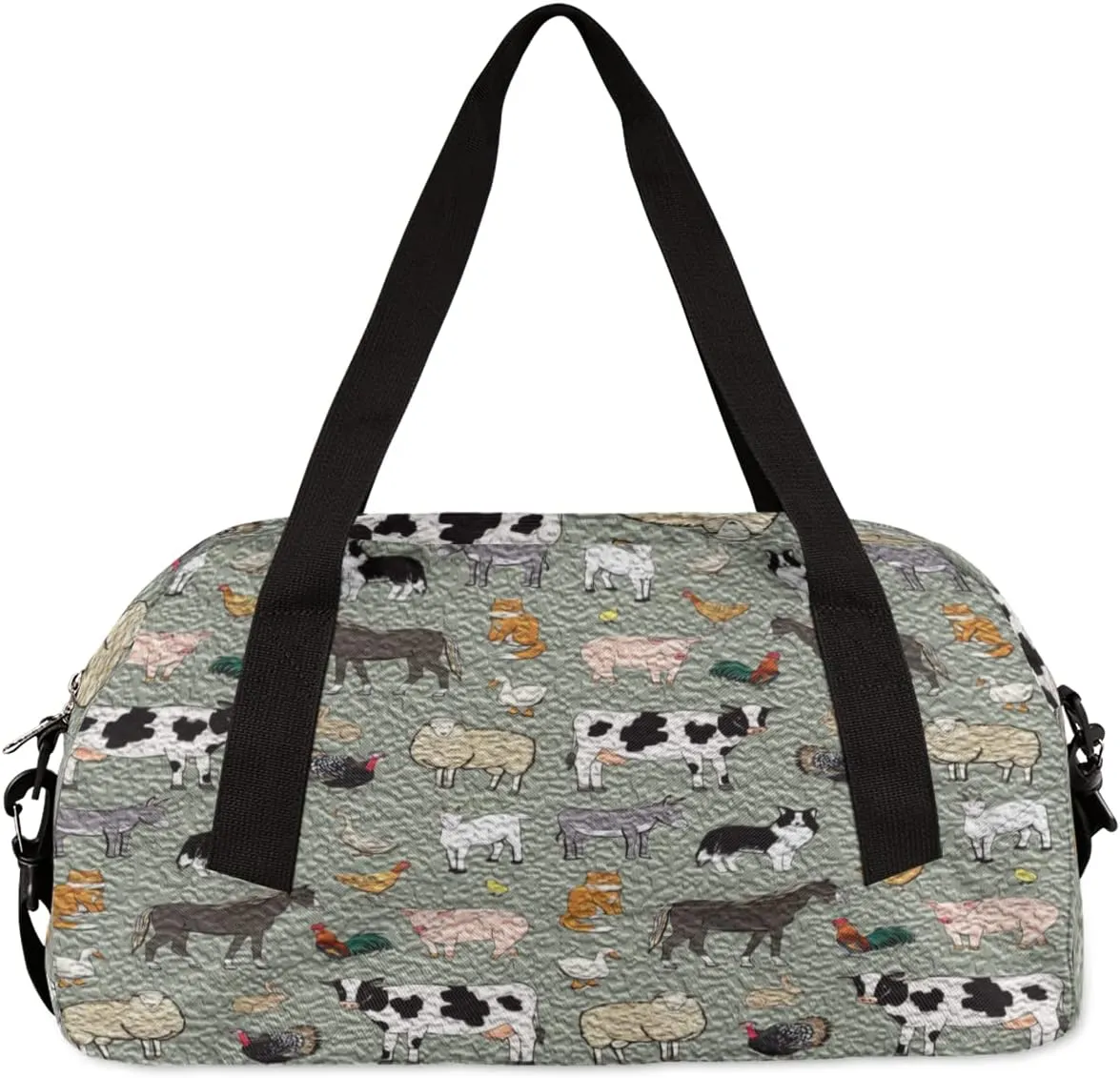 Cute Farm Animals Rooster Cow Kids Duffel Bag for Girls Boys, Animals Oil Painting Dance Bag Overnight Small Duffel Bag Carry On Weekend Sports Gym Travel Bag for School Practice Gymnastics Ballet