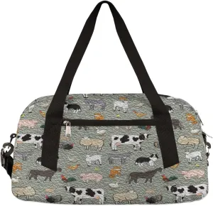 Cute Farm Animals Rooster Cow Kids Duffel Bag for Girls Boys, Animals Oil Painting Dance Bag Overnight Small Duffel Bag Carry On Weekend Sports Gym Travel Bag for School Practice Gymnastics Ballet