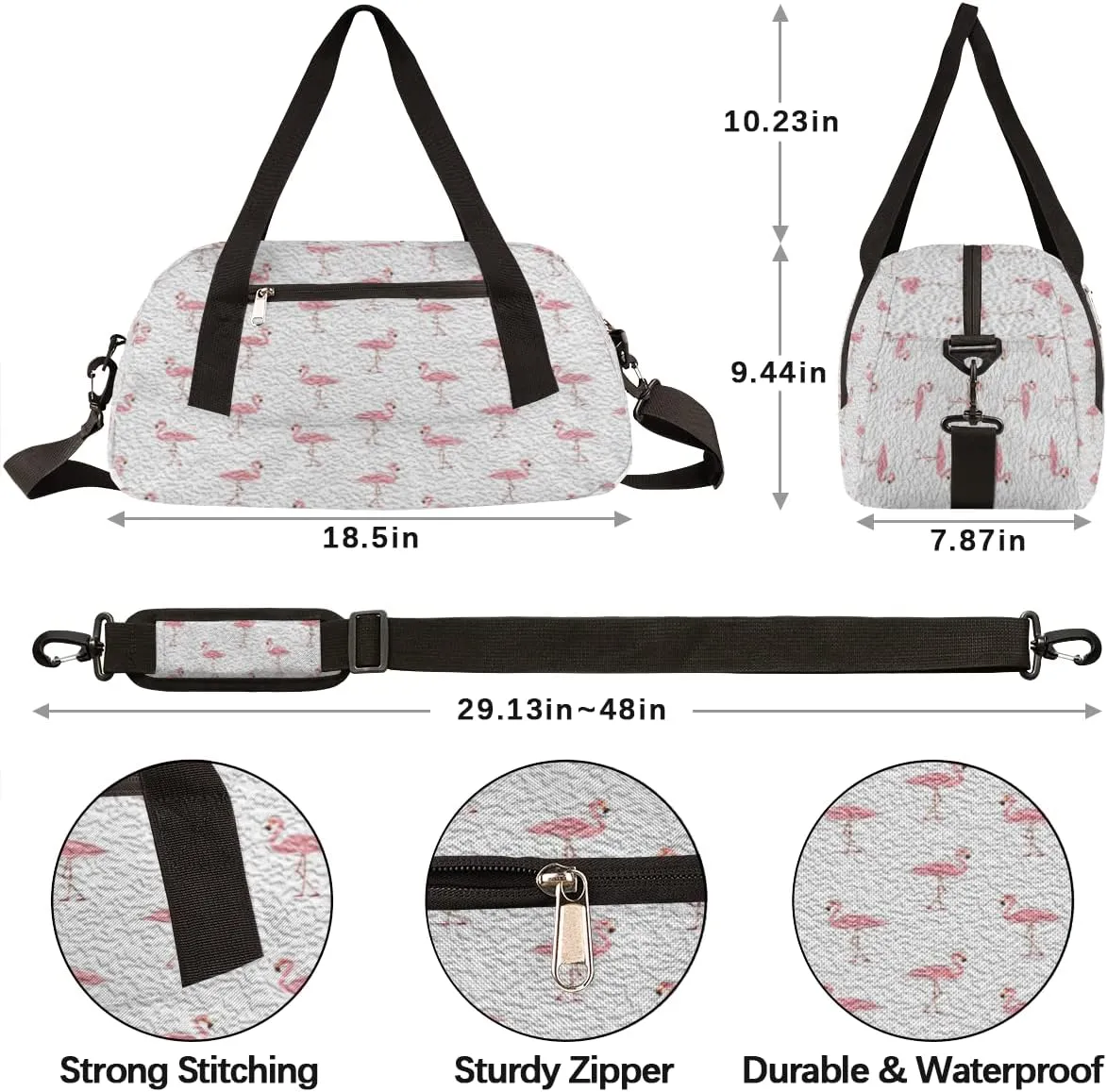 Cute Flamingo Kids Duffel Bag for Girls Boys Teens, Flamingo Oil Painting Dance Bag Overnight Small Duffel Bag Carry On Weekend Sports Gym Travel Bag for School Practice Gymnastics Ballet