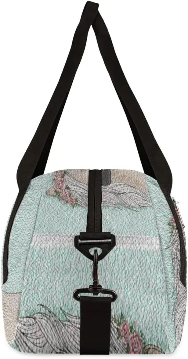Cute Flower Horse Kids Duffel Bag for Girls Boys Teens, Horse Oil Painting Dance Bag Overnight Small Duffel Bag Carry On Weekend Sports Gym Travel Bag for School Practice Gymnastics Ballet