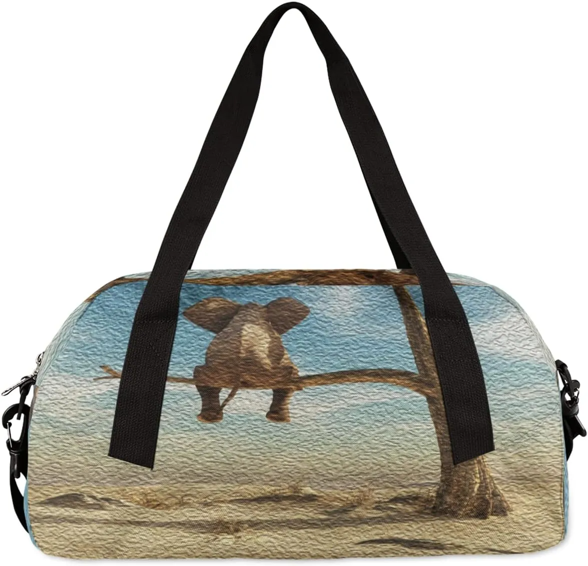 Cute Funny Elephant Kids Duffel Bag for Girls Boys Teens, Elephant Oil Painting Dance Bag Overnight Small Duffel Bag Carry On Weekend Sports Gym Travel Bag for School Practice Gymnastics Ballet