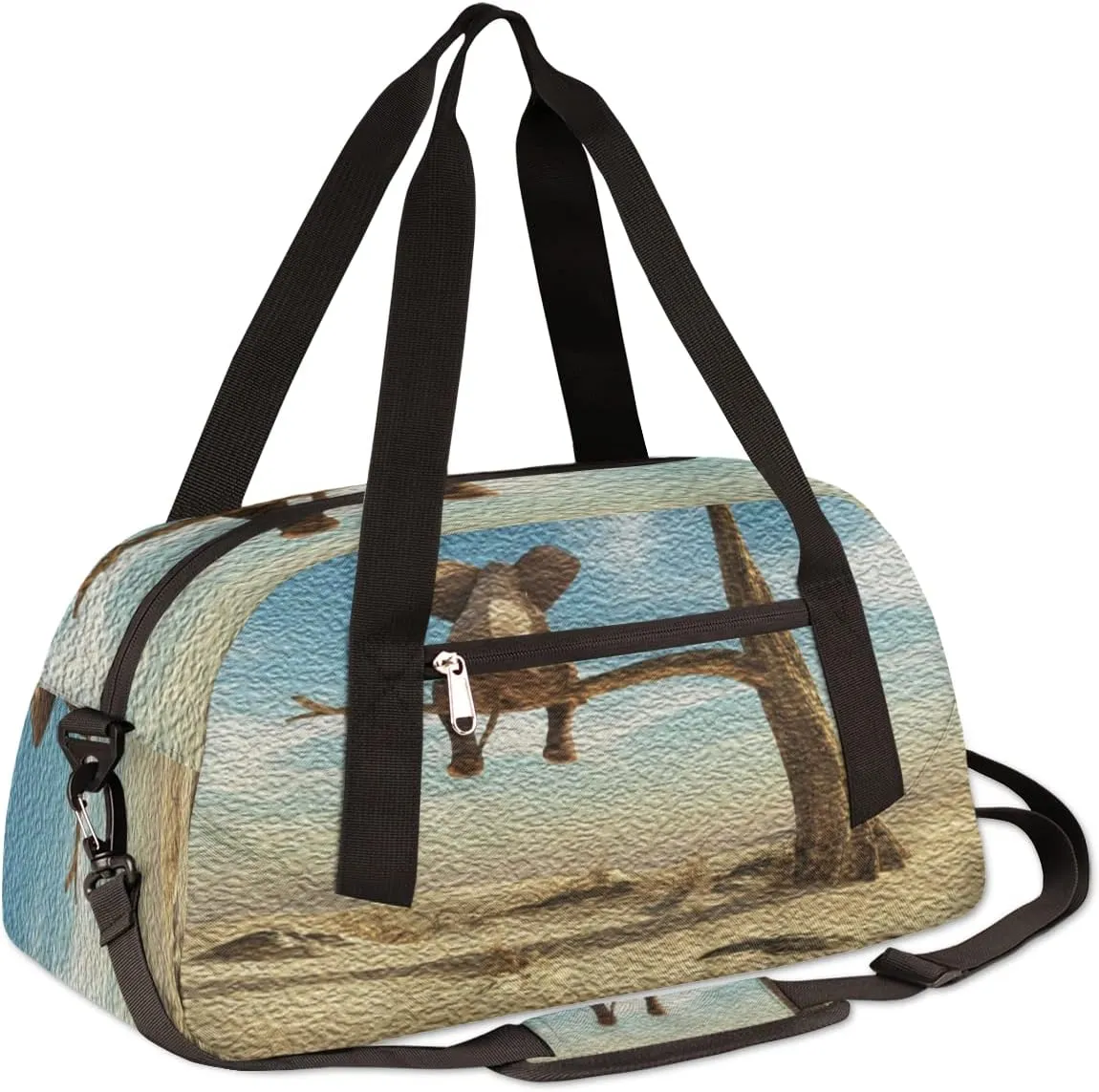 Cute Funny Elephant Kids Duffel Bag for Girls Boys Teens, Elephant Oil Painting Dance Bag Overnight Small Duffel Bag Carry On Weekend Sports Gym Travel Bag for School Practice Gymnastics Ballet
