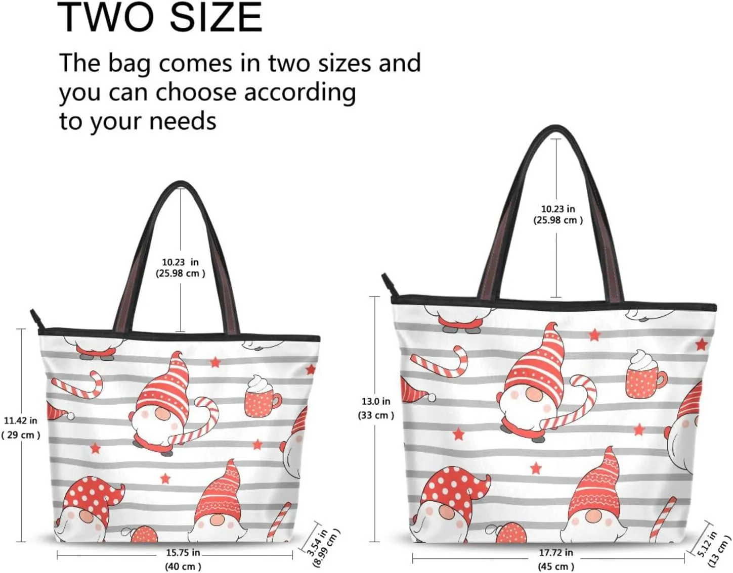 Cute-gnomes-christmas Fashion Shoulder Bags Tote Bags Handbags For Women, L
