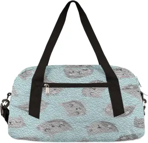 Cute Grey Cat Kids Duffel Bag for Girls Boys Teens, Cat Oil Painting Dance Bag Overnight Small Duffel Bag Carry On Weekend Sports Gym Travel Bag for School Practice Gymnastics Ballet