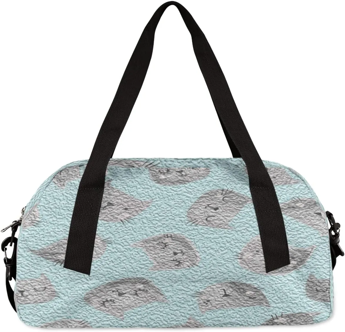 Cute Grey Cat Kids Duffel Bag for Girls Boys Teens, Cat Oil Painting Dance Bag Overnight Small Duffel Bag Carry On Weekend Sports Gym Travel Bag for School Practice Gymnastics Ballet