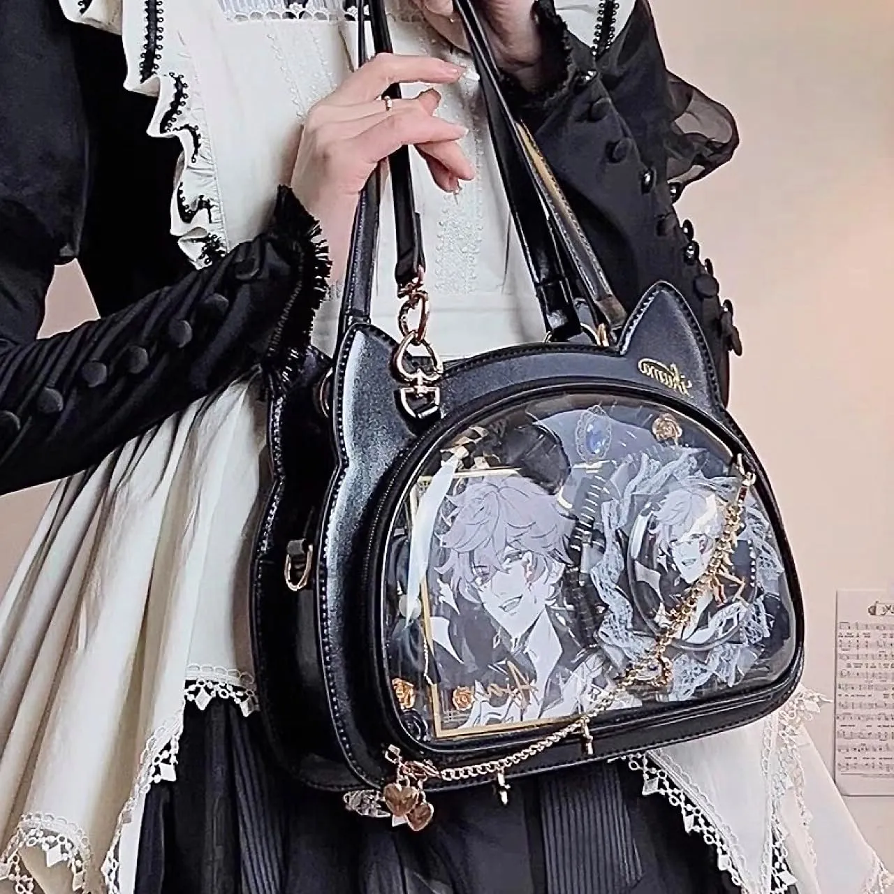 Cute Ita Bag Multi-Purpose Cat Purse Crossbody Bag Messenger Bag Shoulder Purse Kawaii Anime Pin Display Bag for Women