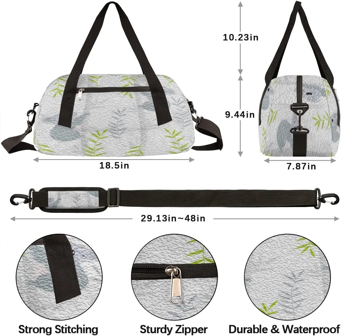 Cute Koala Animals Kids Duffel Bag for Girls Boys Teens, Koala Oil Painting Dance Bag Overnight Small Duffel Bag Carry On Weekend Sports Gym Travel Bag for School Practice Gymnastics Ballet