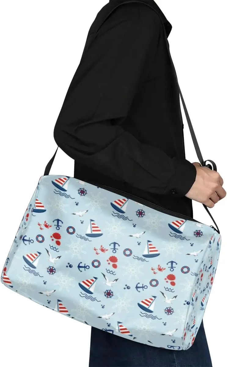 Cute Marine Anchor Pattern Small Gym Bag for Men Women Workout Sport Duffle Bag Waterproof Weekender Overnight Bag Lightweight Carry on Tote Bag Crossbody Shoulder Travel Bag for Swim Yoge Dance