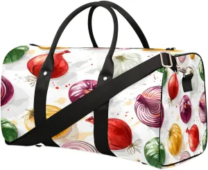 Cute Onion Pattern Travel Duffel Bag for Women Men Foldable Sport Gym Tote Bag Lightweight Waterproof Weekender Overnight Bag for Weekend Holiday Gym Swim Yoga