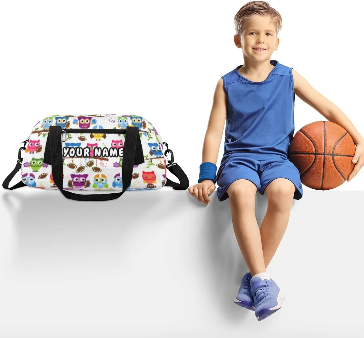 Cute Sports Owl Football Personalized Kids Duffel Bag for Girls Boys, Owl Debris Custom Dance Bag Overnight Small Duffel Bag Carry On Weekend Sports Travel Bag for School Practice Gymnastics Ballet