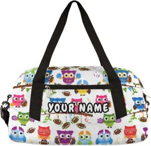 Cute Sports Owl Football Personalized Kids Duffel Bag for Girls Boys, Owl Debris Custom Dance Bag Overnight Small Duffel Bag Carry On Weekend Sports Travel Bag for School Practice Gymnastics Ballet