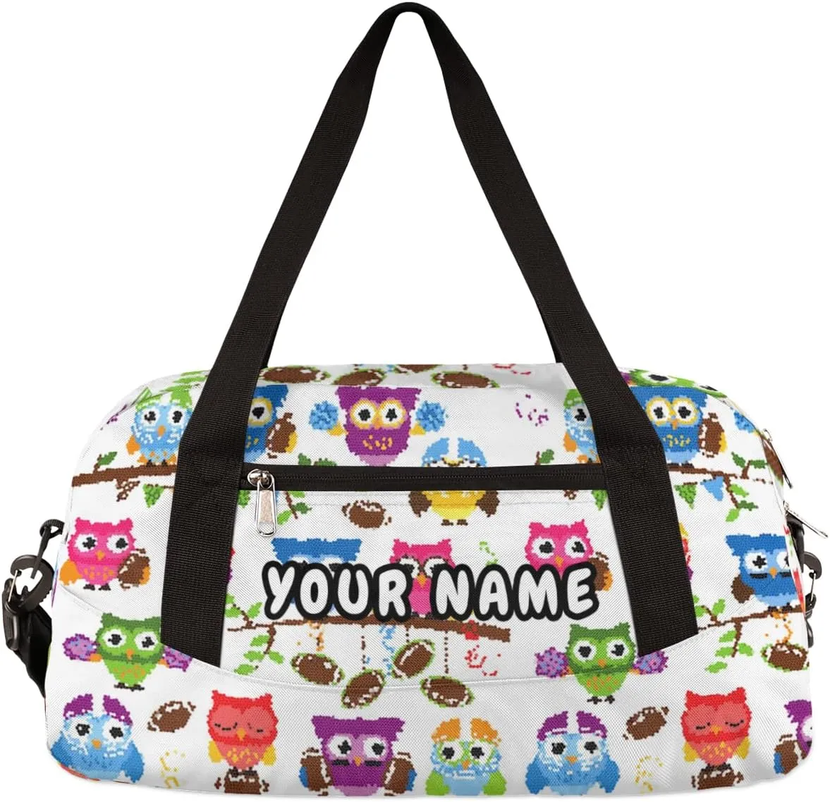 Cute Sports Owl Football Personalized Kids Duffel Bag for Girls Boys, Owl Debris Custom Dance Bag Overnight Small Duffel Bag Carry On Weekend Sports Travel Bag for School Practice Gymnastics Ballet
