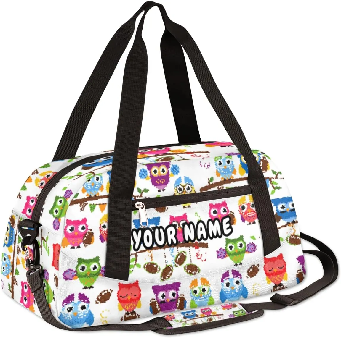 Cute Sports Owl Football Personalized Kids Duffel Bag for Girls Boys, Owl Debris Custom Dance Bag Overnight Small Duffel Bag Carry On Weekend Sports Travel Bag for School Practice Gymnastics Ballet
