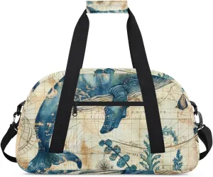 Cute Whales Pattern Gym Bag Sports Duffle Bag Weekend Sleepover Duffel Bags Small Travel Tote for Overnight Workout Gymnastics Dance Ballet