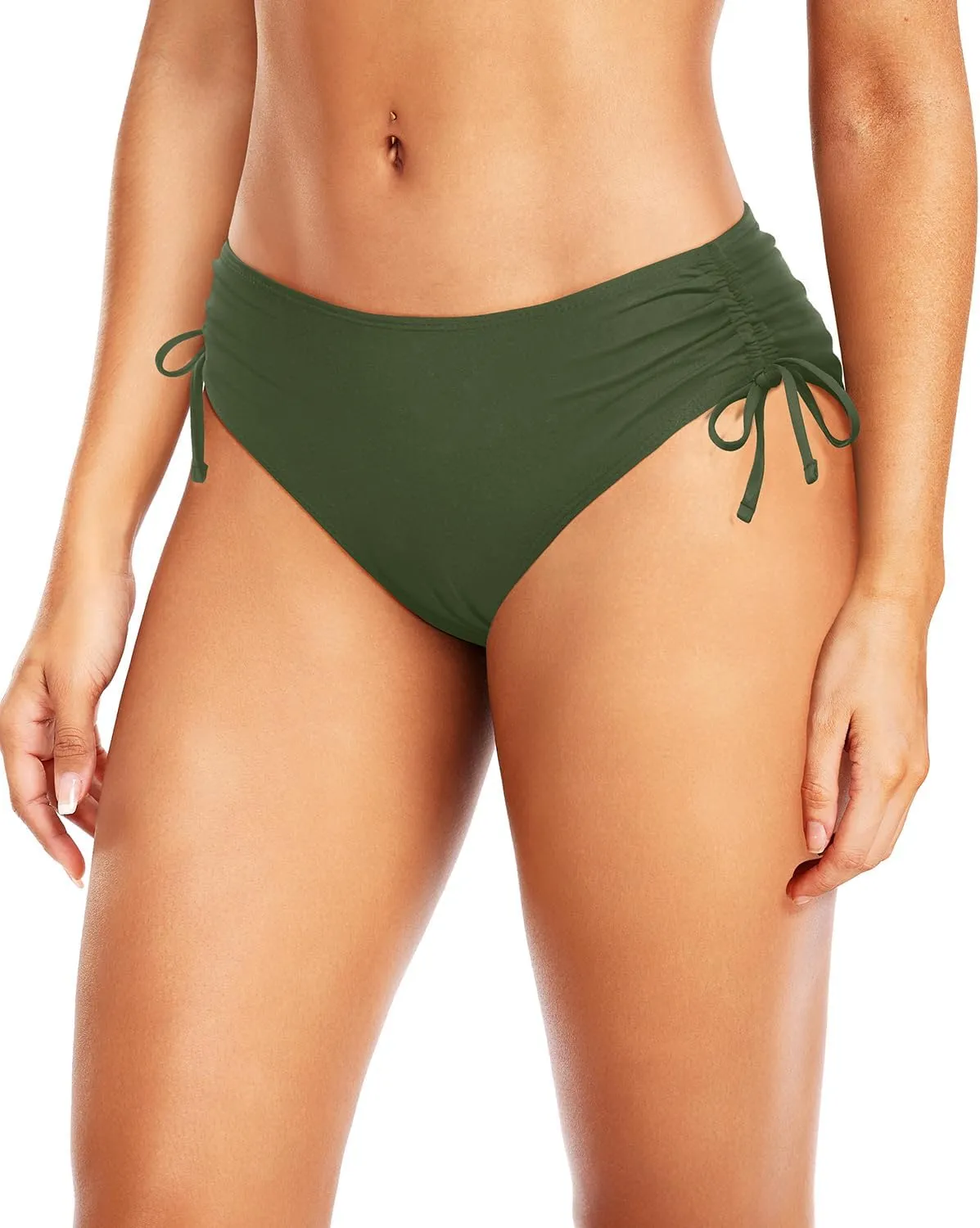 Daci Women Mid Waist Bikini Bottoms - Full Coverage Swim Bathing Suit Bottom Side Tied Swimsuit Bottoms