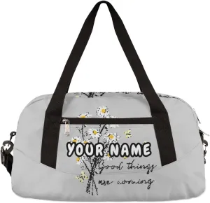 Daisy Butterfly Personalized Kids Duffel Bag for Girls Boys, Daisy Debris Custom Dance Bag Overnight Small Duffel Bag Carry On Weekend Sports Travel Bag for School Practice Gymnastics Ballet