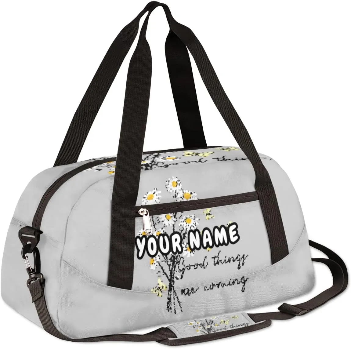 Daisy Butterfly Personalized Kids Duffel Bag for Girls Boys, Daisy Debris Custom Dance Bag Overnight Small Duffel Bag Carry On Weekend Sports Travel Bag for School Practice Gymnastics Ballet